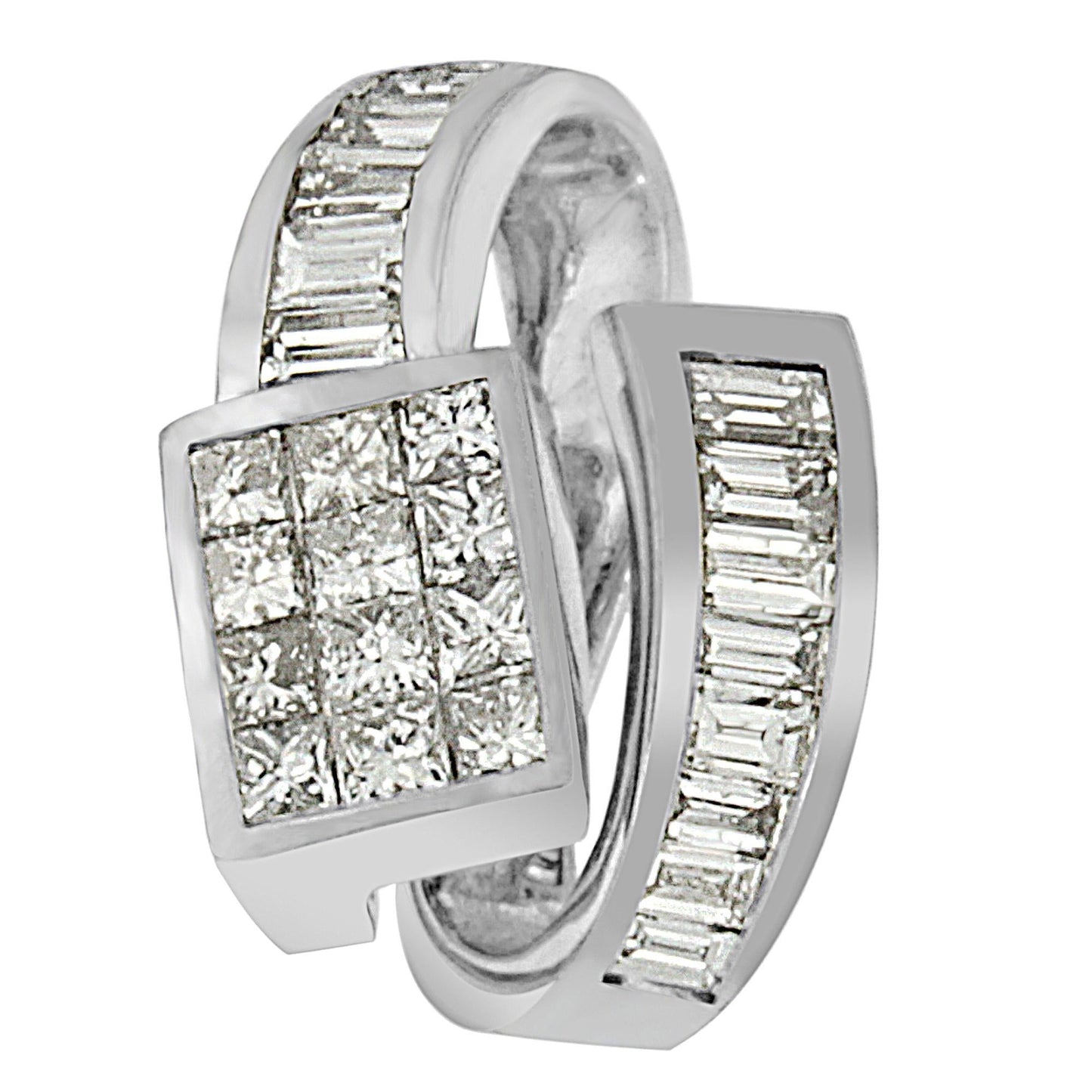14K White Gold Diamond Double Loop Pendant Necklace