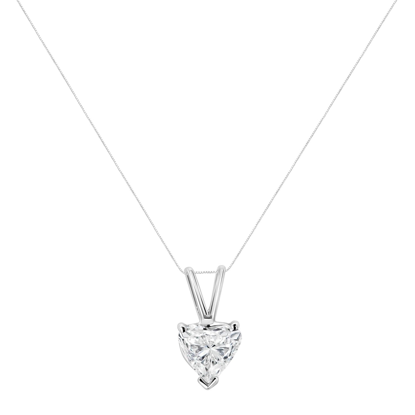 14K White Gold Heart-Shaped Diamond Solitaire Pendant Necklace