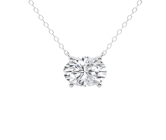 1.00 Ctw Oval Lab Grown Diamond Solitaire Pendant in White /Yellow