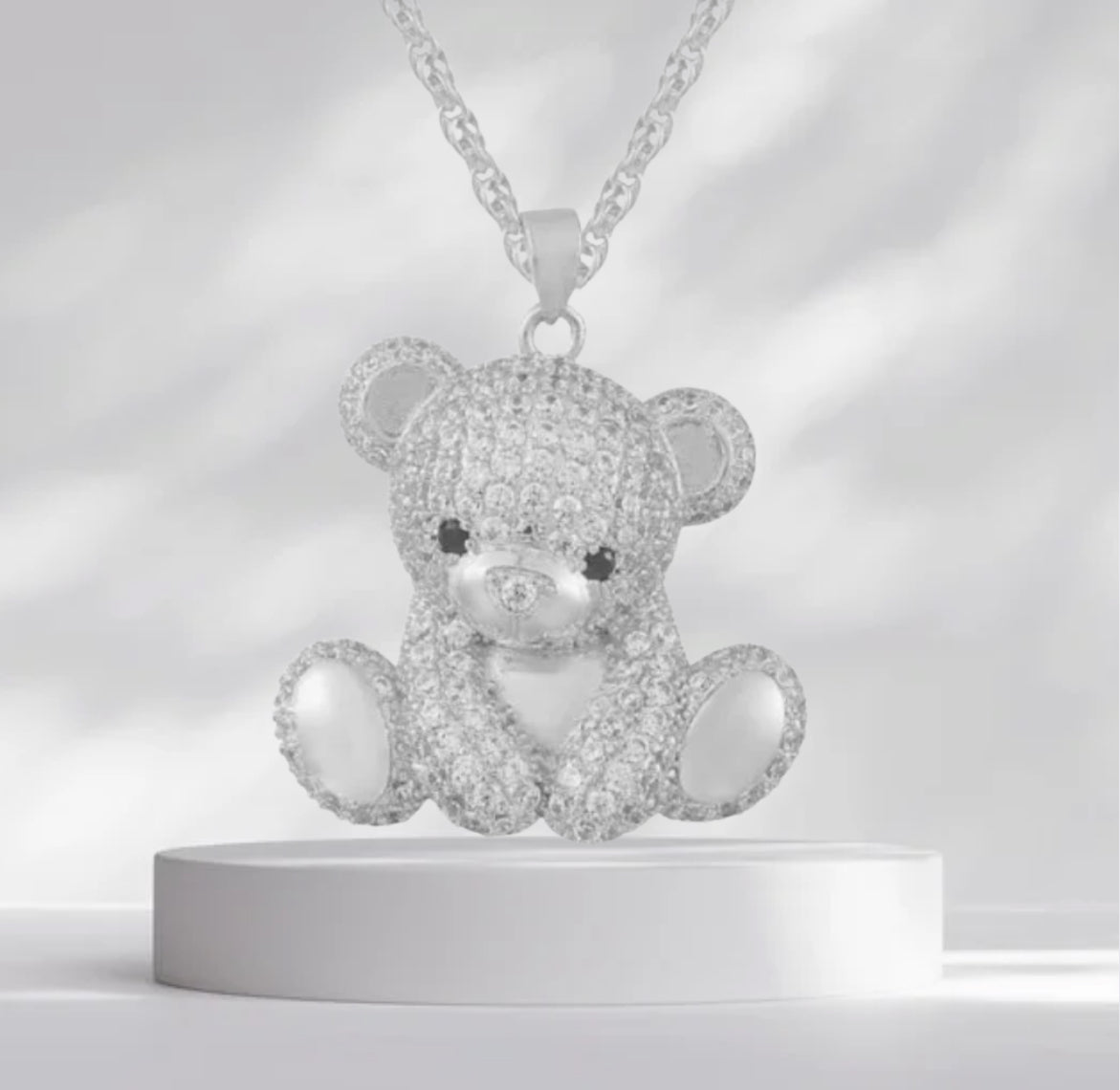 Teddy Bear Silver Necklace