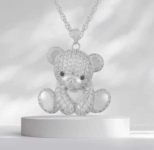 Teddy Bear Silver Necklace