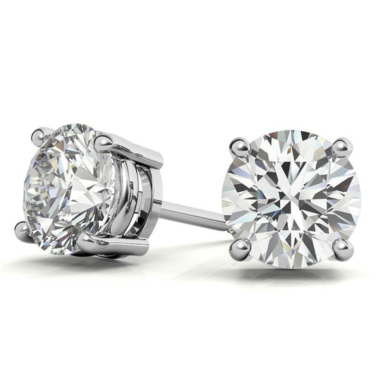 1 CTW Lab Grown Diamond Stud Earrings in 14k Gold Overlay, AGI Certified