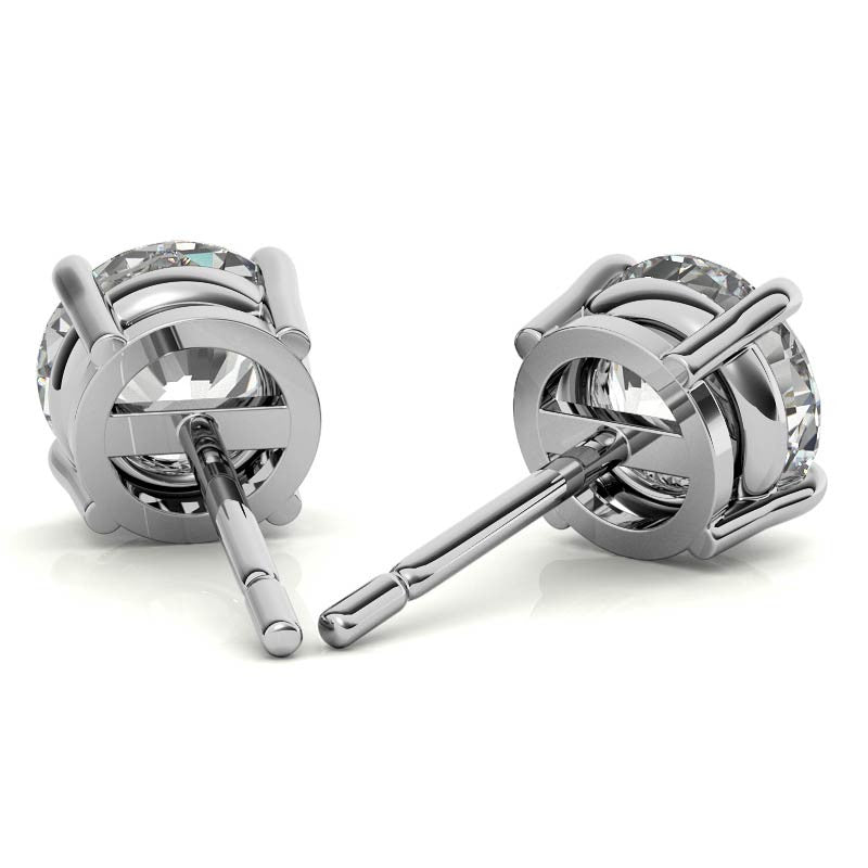 1 CTW Lab Grown Diamond Stud Earrings in 14k Gold Overlay, AGI Certified
